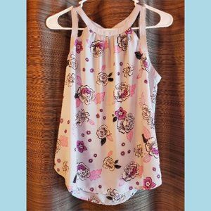 Black and Fuschia Floral Strappy Tunic